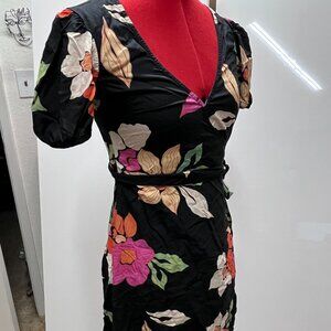 Billabong Wrap Dress - Black with Bright Floral - Size S